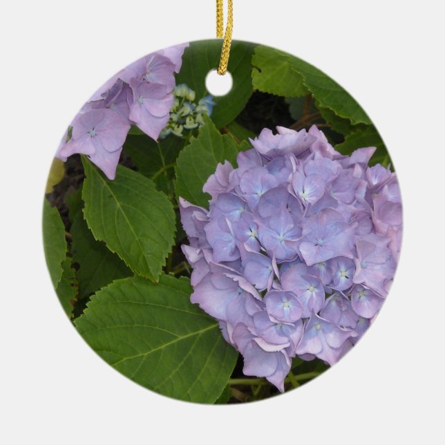Elegant Mauve Hydrangeas Ceramic Ornament (Front)