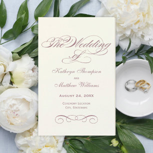 Elegant Mauve Ivory Calligraphy Wedding Programs