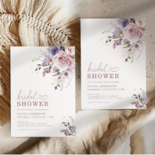 Elegant Mauve & Lavender Bridal Shower Floral Invitation
