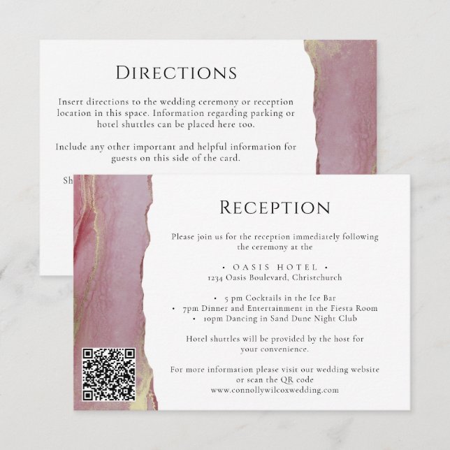 Elegant Mauve Lilac Wedding Information Card (Front/Back)