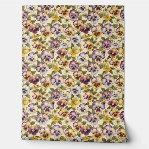 Elegant mauve pastel purple lilac yellow violets wallpaper 