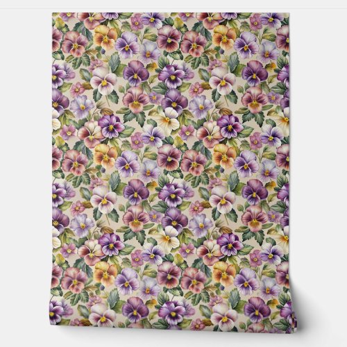 Elegant mauve pastel purple lilac yellow violets wallpaper 