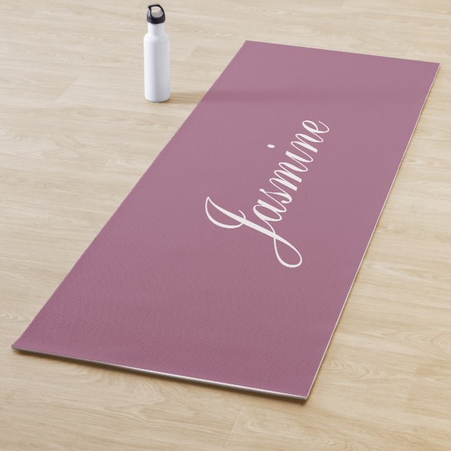 Elegant Mauve Personalized Name Yoga Mat (In Situ)