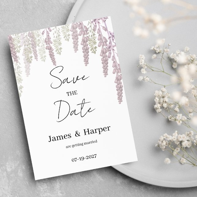 Elegant mauve pink mint green floral Save the Date Invitation (Elegant mauve pink mint green floral Save the Date)