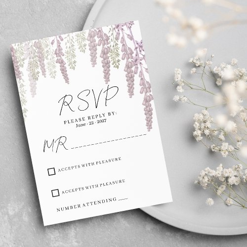 Elegant mauve pink mint green floral wedding RSVP  Invitation