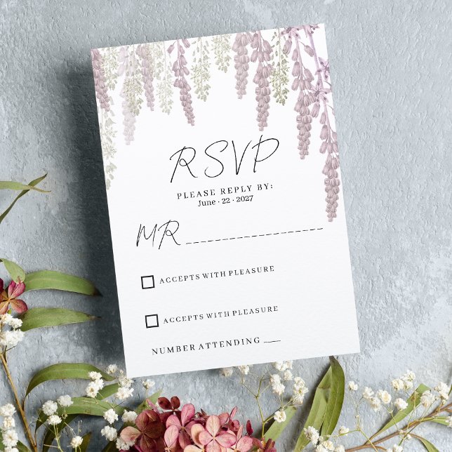 Elegant mauve pink mint green floral wedding RSVP  Invitation (Elegant mauve pink mint green floral wedding RSVP)