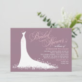 Elegant Mauve Pink Wedding Gown Bridal Shower Invitation (Standing Front)