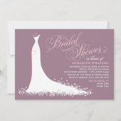 Elegant Mauve Pink Wedding Gown Bridal Shower Invitation (Front)