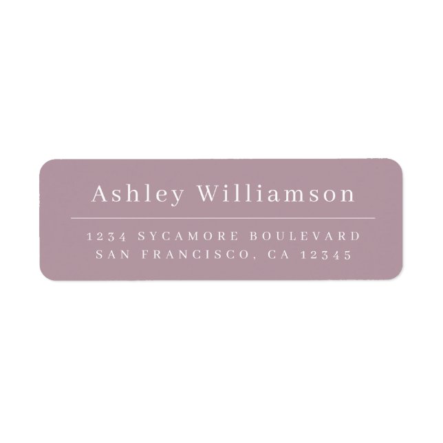 Elegant Mauve Purple Return Address Label (Front)