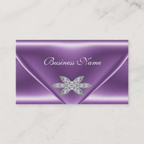 Elegant Mauve Purple Silver Diamond Jewel Business Card Template