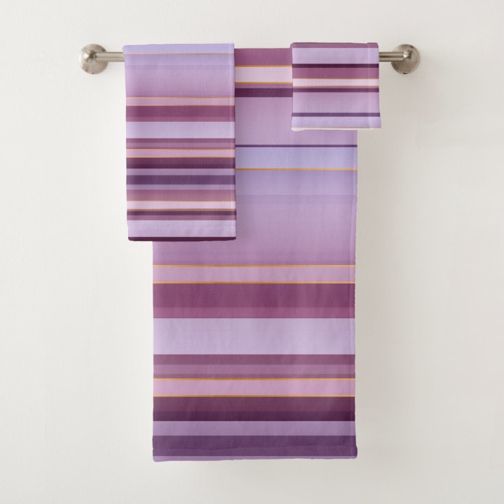 Elegant Mauve Purple Striped Pattern Bath Towel Set | Zazzle