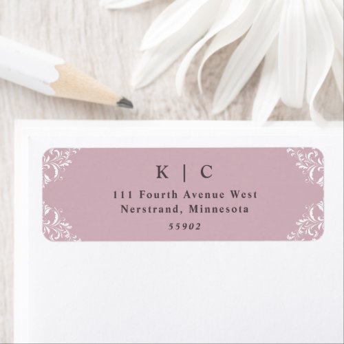 Elegant Mauve Vintage Wedding Return Address Label