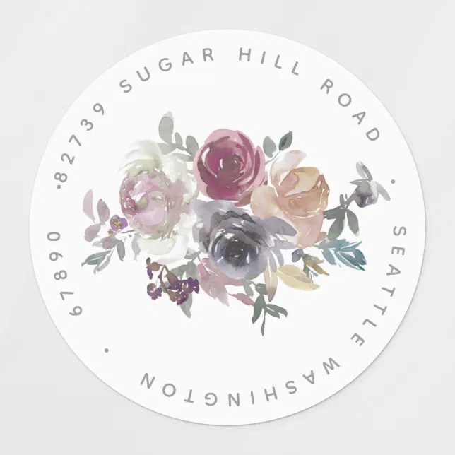 Elegant Mauve Watercolor Floral Return Address Labels | Zazzle