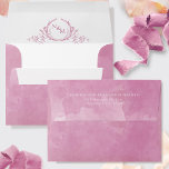 Elegant Mauve Watercolor Monogram Wedding Envelope<br><div class="desc">Elegant pink watercolor wedding envelope with beautiful hand-drawn botanical monogram inside with couples initials. Watercolor wash in a variety of mauve, pink, and berry hues. Design with the option to add or erase name(s) and address on the top back flap. NOTES: 1)the default size A7 fits our 5" x 7"...</div>