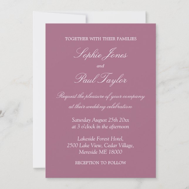 Elegant Mauve Wedding Invitation (Front)
