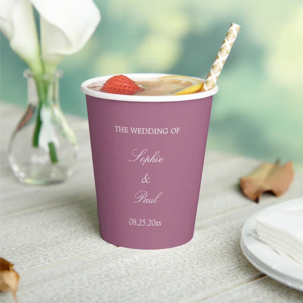 Elegant Mauve Wedding Paper Cups