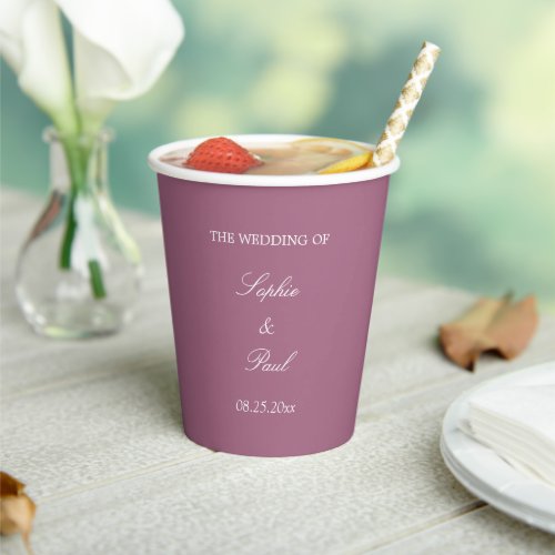 Elegant Mauve Wedding Paper Cups