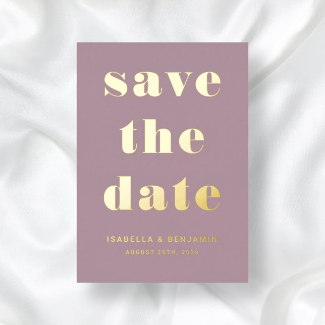 Elegant Mauve Wedding Save The Date Gold Foil Invitation (Elegant Mauve Wedding Save The Date Gold Foil Invitation)