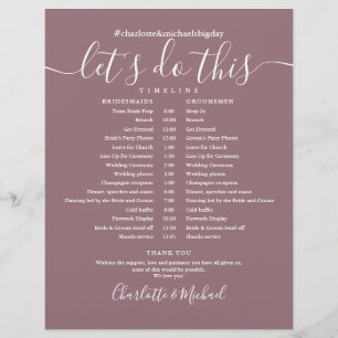 Elegant Mauve Wedding Schedule Timeline