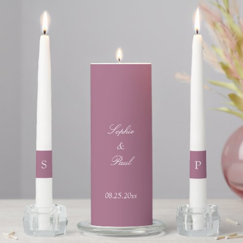 Elegant Mauve Wedding Unity Candle Set