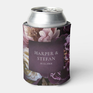 Elegant Maximalist Purple Floral Wedding Can Cooler