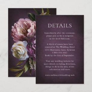 Elegant Maximalist Purple Floral Wedding Enclosure Card