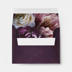 Elegant Maximalist Purple Floral Wedding Envelope