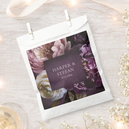 Elegant Maximalist Purple Floral Wedding Favor Bag