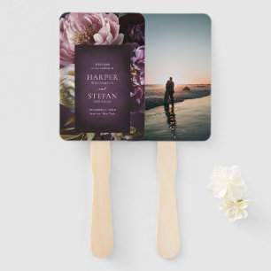 Elegant Maximalist Purple Floral Wedding Hand Fan