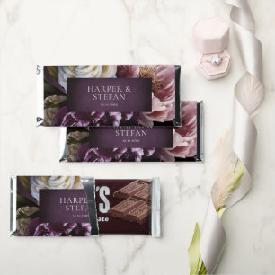 Elegant Maximalist Purple Floral Wedding Hershey Bar Favors