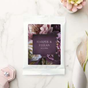 Elegant Maximalist Purple Floral Wedding Hot Chocolate Drink Mix