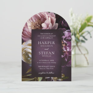 Elegant Maximalist Purple Floral Wedding Invitation