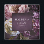Elegant Maximalist Purple Floral Wedding Magnet<br><div class="desc">This design is part of a dark and moody maximalist floral wedding invitation suite, featuring lush, oversized botanical blooms with a deep jewel tone purple palette. The luxurious fine art floral aspect is paired with elegant typography for a timeless and romantic aesthetic. Ideal for fall, winter, or evening weddings, this...</div>