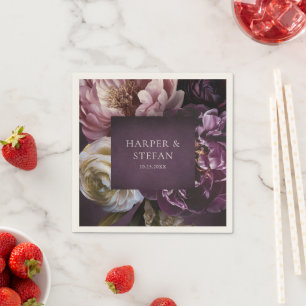 Elegant Maximalist Purple Floral Wedding Napkins
