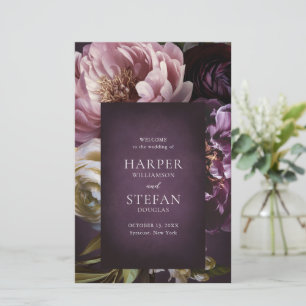 Elegant Maximalist Purple Floral Wedding Program