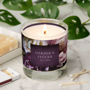 Elegant Maximalist Purple Floral Wedding Scented Candle