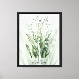 Elegant May Lily Birth Flower Art Canvas Print