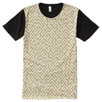 Elegant Maze Modern Art - Gold &amp; White All-Over-Print T-Shirt