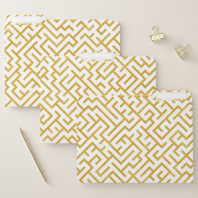 Elegant Maze Modern Art - Gold & White File Folder (Set)