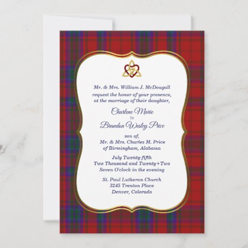 Elegant McDougall Tartan Plaid Wedding Invitation