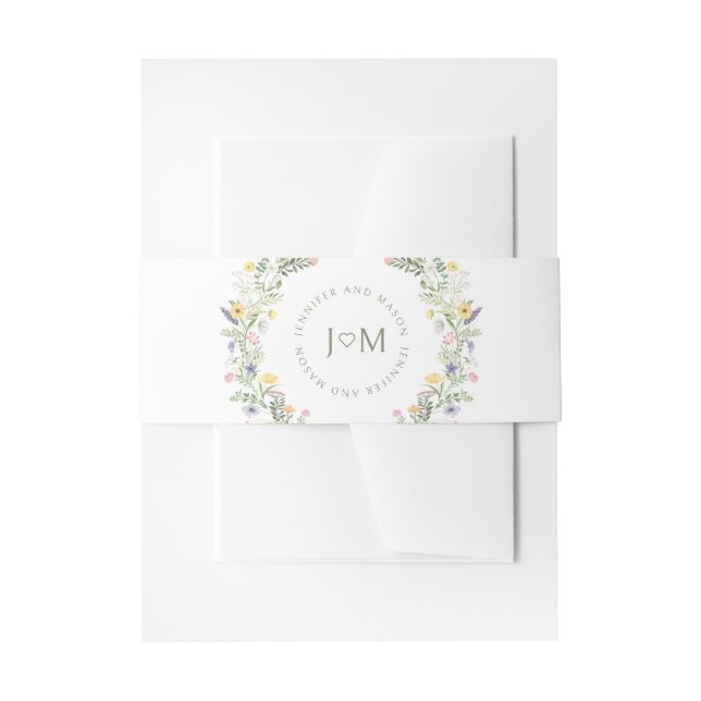 Elegant Meadow Flower Monogram Wedding Belly Band (Front Example)