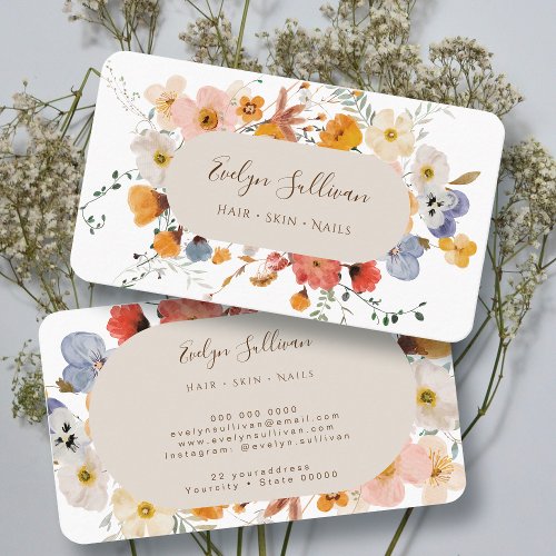 Elegant meadow flowers business card