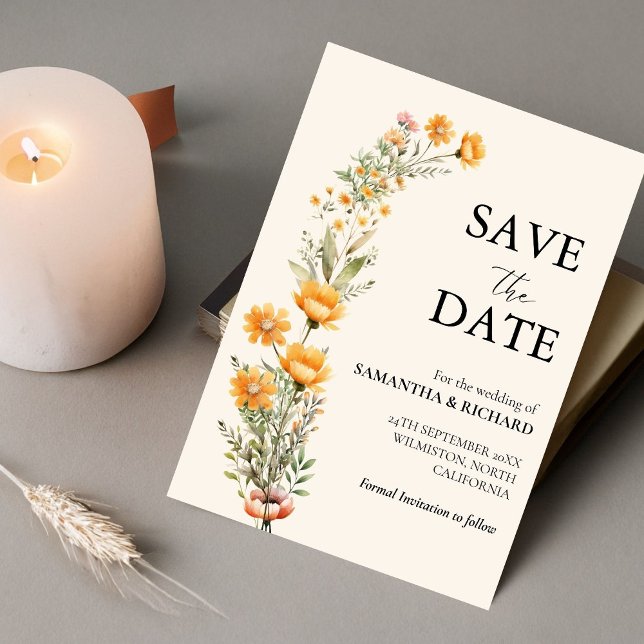 Elegant Meadow  Wildflower Wedding Save The Date Invitation (Creator Uploaded)