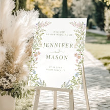 Elegant Meadow Wildflower Wedding Welcome Sign