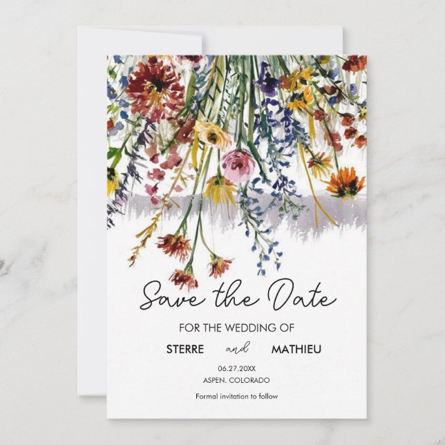 Elegant Meadow Wildflowers  Save The Date (Front)