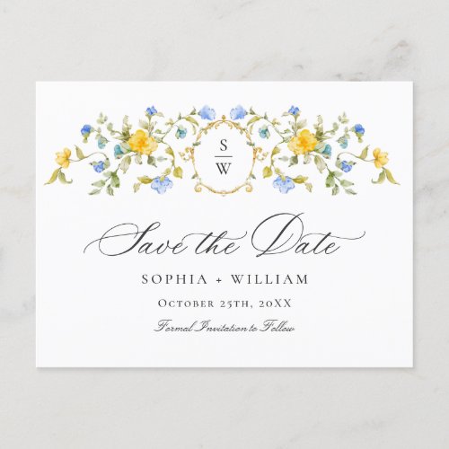 Elegant Meadow Wildflowers Wedding Save the Date Postcard