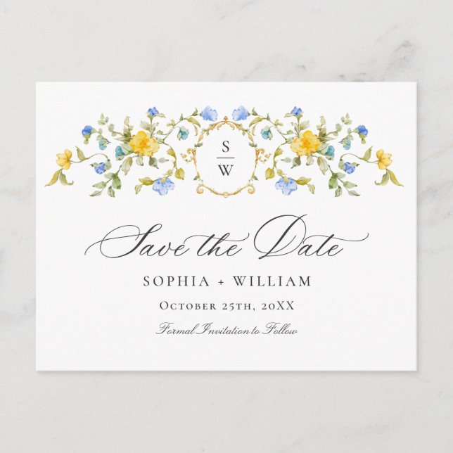 Elegant Meadow Wildflowers Wedding Save the Date Postcard (Front)