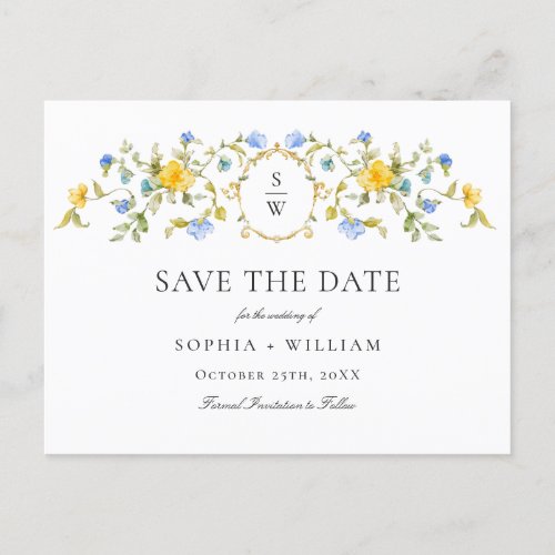 Elegant Meadow Wildflowers Wedding Save the Date Postcard