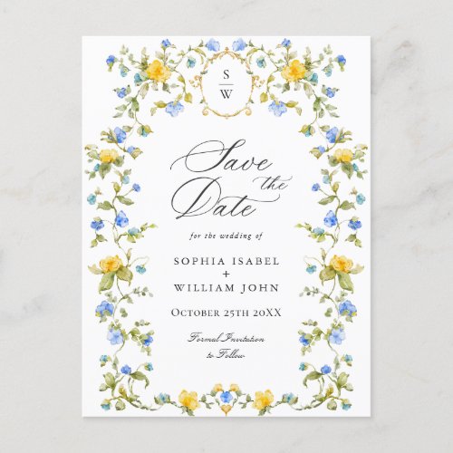 Elegant Meadow Wildflowers Wedding Save the Date Postcard