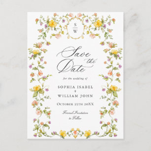 Elegant Meadow Wildflowers Wedding Save the Date Postcard